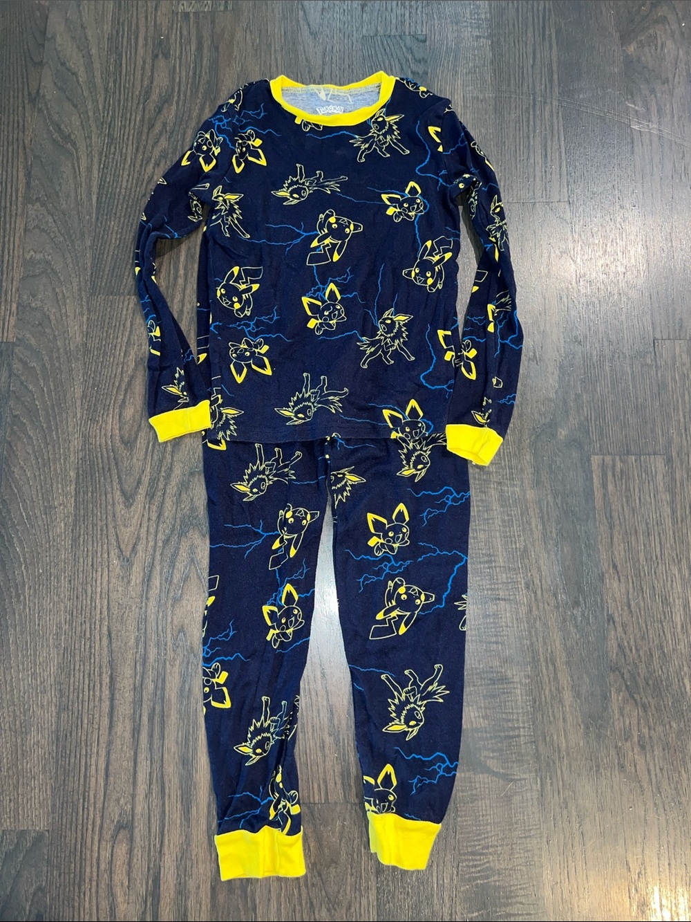 Pokemon Kids Navy and Yellow Character Pajama Set Size 12